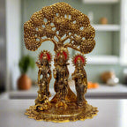 Divine Metal Ram Darbar Idol with Lord Ram, Sita, Lakshman & Hanuman under tree