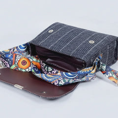 Interior shot of the textured bag showing two separate main zip compartments