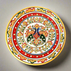 An elegant hand-painted marble plate, a timeless piece of home decor.