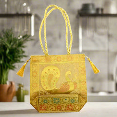 An elegant silk evening bag for parties and events with a shimmering finish.