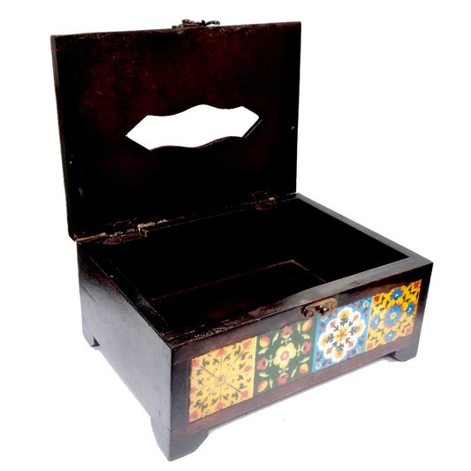 An elegant wooden tissue dispenser, a stylish and practical addition to any room.