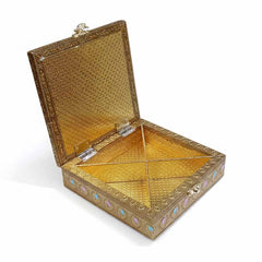 Elephant design dry fruit box open showing 4 partitions for nuts