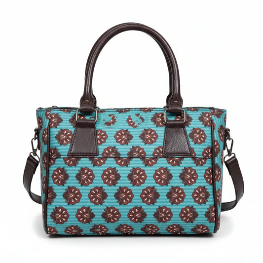 10-inch Ethnic Crossbody Handbag with vibrant woven patterns.