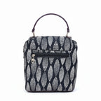 Rear view of an ethnic printed cotton bag showing the secure back side zip