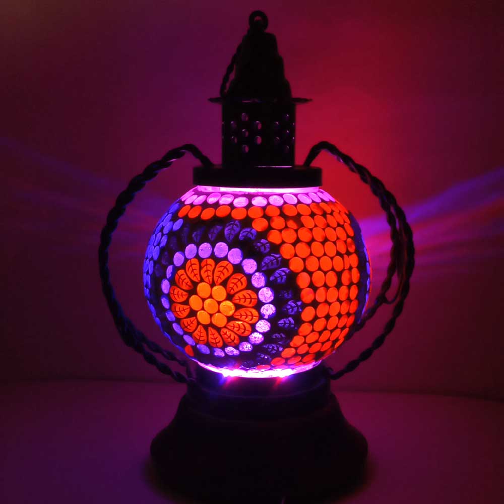 An exquisite mosaic glass table lamp, a high-quality decor piece with a unique, artistic design.