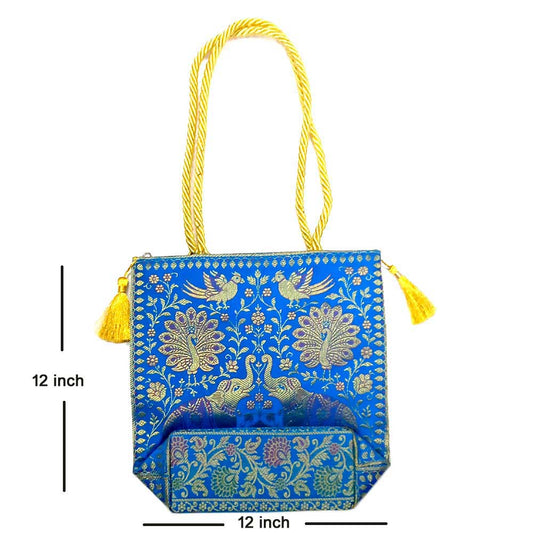 A floral printed silk tote bag with a spacious interior and comfortable straps.