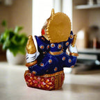Vibrant multi-color enamel Ganesha statue with traditional crown
