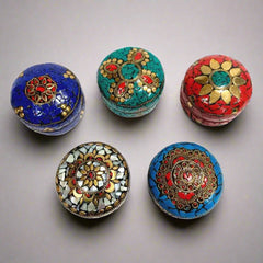 Compact stone-studded kumkum box for jewelry and sindoor