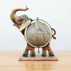 Hand Painted Elephant Globe Showpiece | Jaipur Rajasthani Metal Decor | KK Gift Store