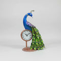 Hand Painted Peacock Metal Table Clock | Rajasthani Decorative Home Decor | KK Gift Store