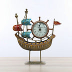 Hand Painted Metal Sailing Ship Table Clock | Jaipur Handcrafted Office & Home Decor | KK Gift Store