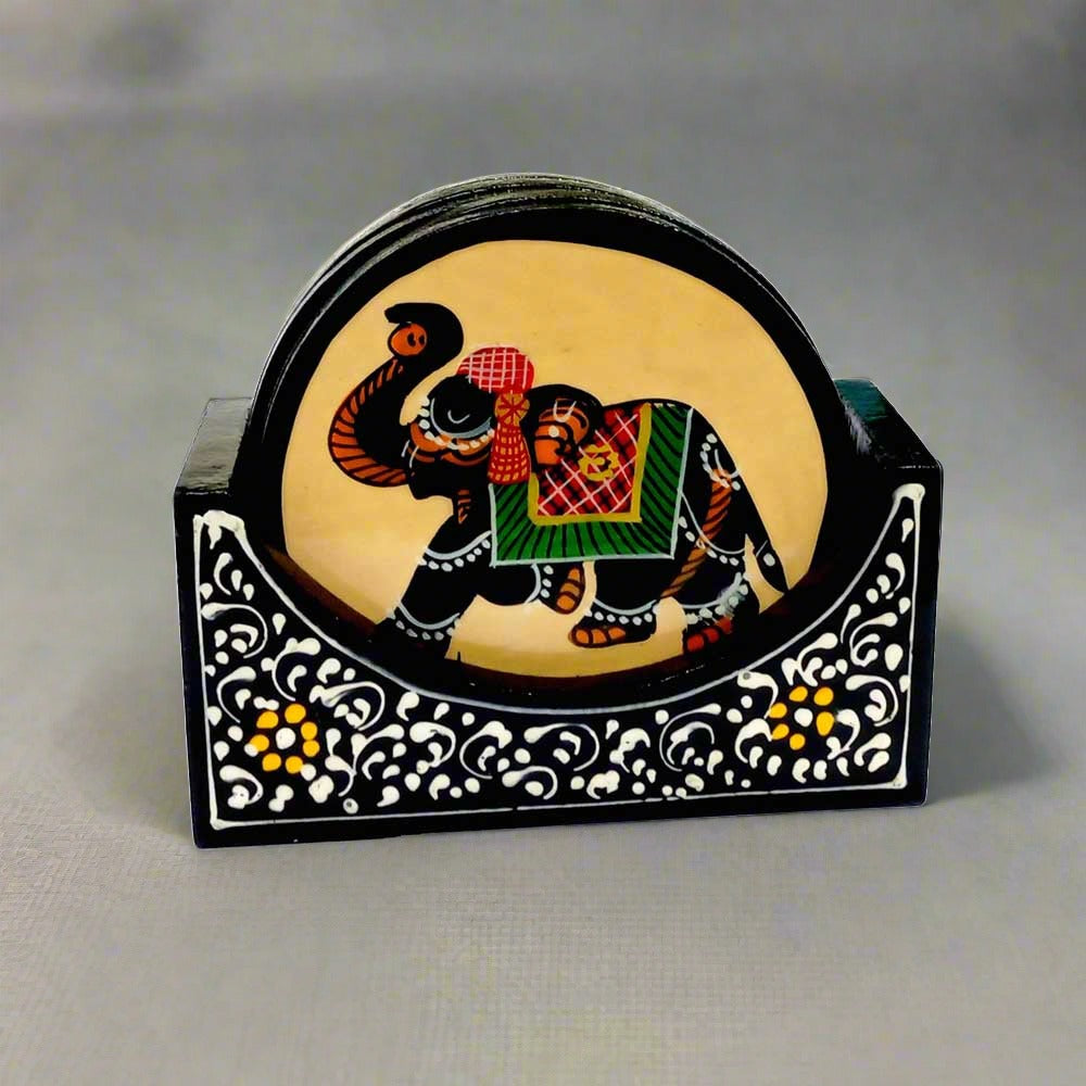 A hand-painted wooden coaster set, a great and thoughtful gift for all occasions.