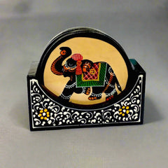 A hand-painted wooden coaster set, a great and thoughtful gift for all occasions.