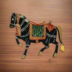 Artisan-crafted wooden horse fridge magnet, decorative and functional