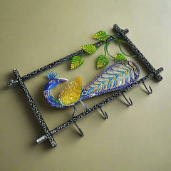 Elegant Iron Key Rack with Peacock Design – 37cm x 23cm Home Organizer