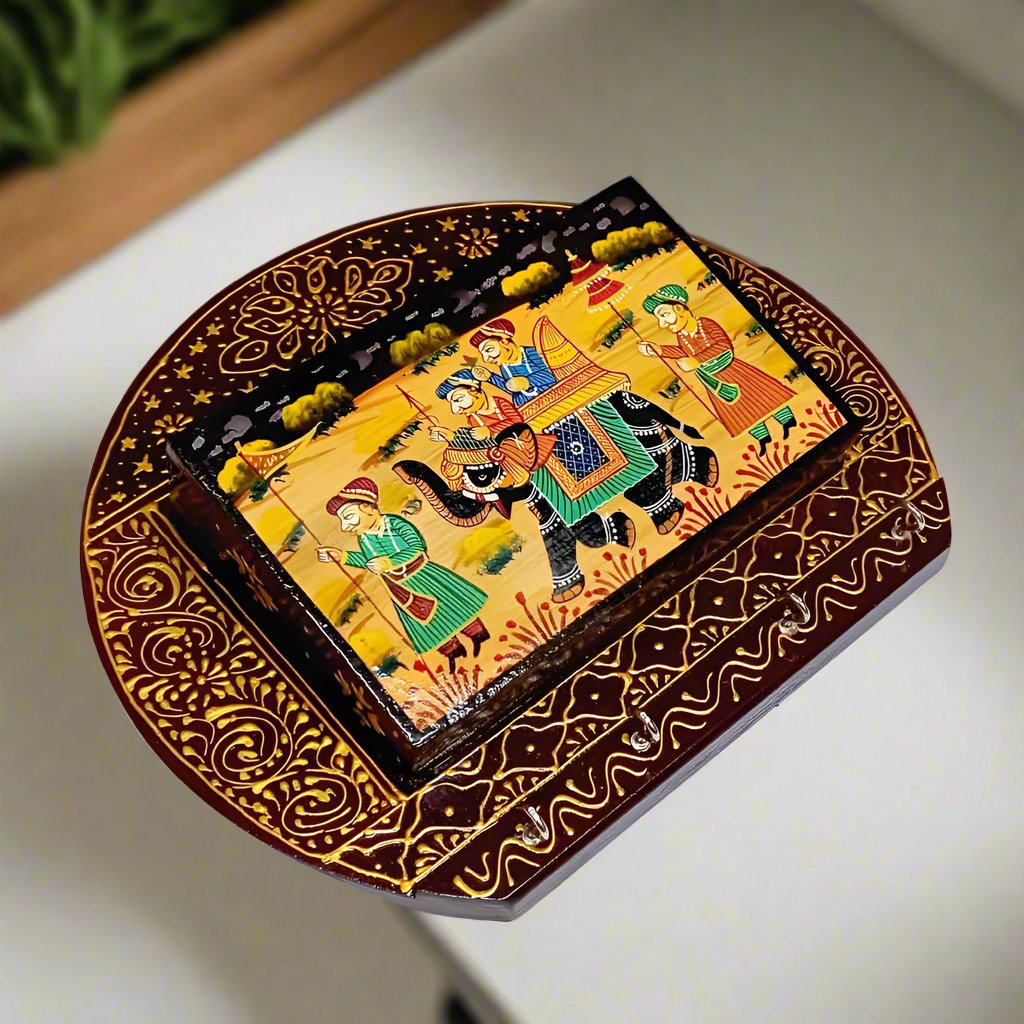 Decorative wooden wall-mounted key holder for organized living