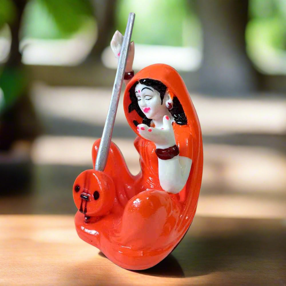 Traditional Meera Bai idol crafted from resin, multicolor hand-painted devotional figurine