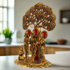 Handcrafted Metal Ram Darbar Statue featuring Ram, Sita, Lakshman & Hanuman