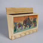 Elegant wooden key and paper holder with real gemstone art – home utility decor