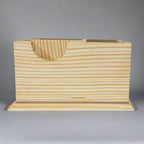 Handcrafted pine wood office organizer with space for stationery, mobile, and visiting cards
