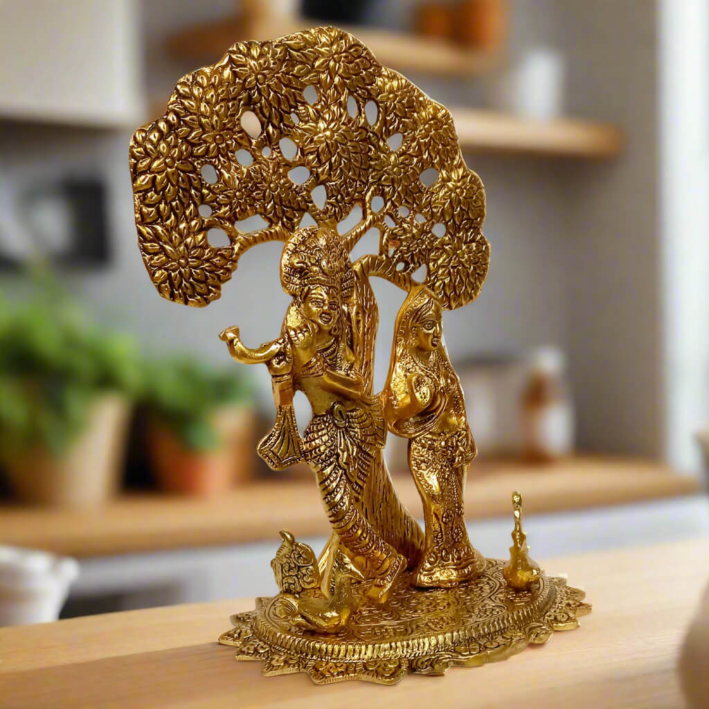 Divine Radha Krishna statue in metal – symbol of eternal love and devotion