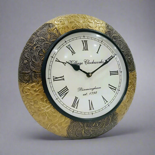 Classic handcrafted wooden wall clock with elegant vintage design