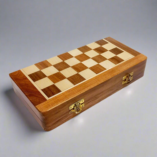 Handcrafted wooden chess board designed for durability and smooth gameplay experience.