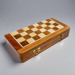Handcrafted wooden chess board designed for durability and smooth gameplay experience.