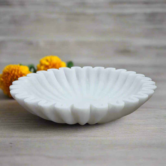 Handmade marble urli bowl for floating flowers and candles