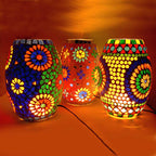 An authentic handmade mosaic lamp, a stunning decorative accent for home decor.