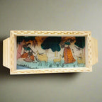 Colorful gemstone painted wooden tray for elegant dining and home decor