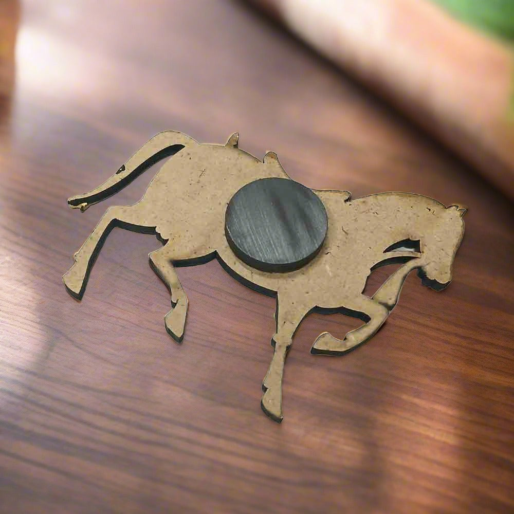 Indian handicraft wooden horse fridge magnet with detailed painting