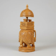 Close-up shot of the detailed hand-carving on a wooden Ambabari, highlighting the artisan craftsmanship.