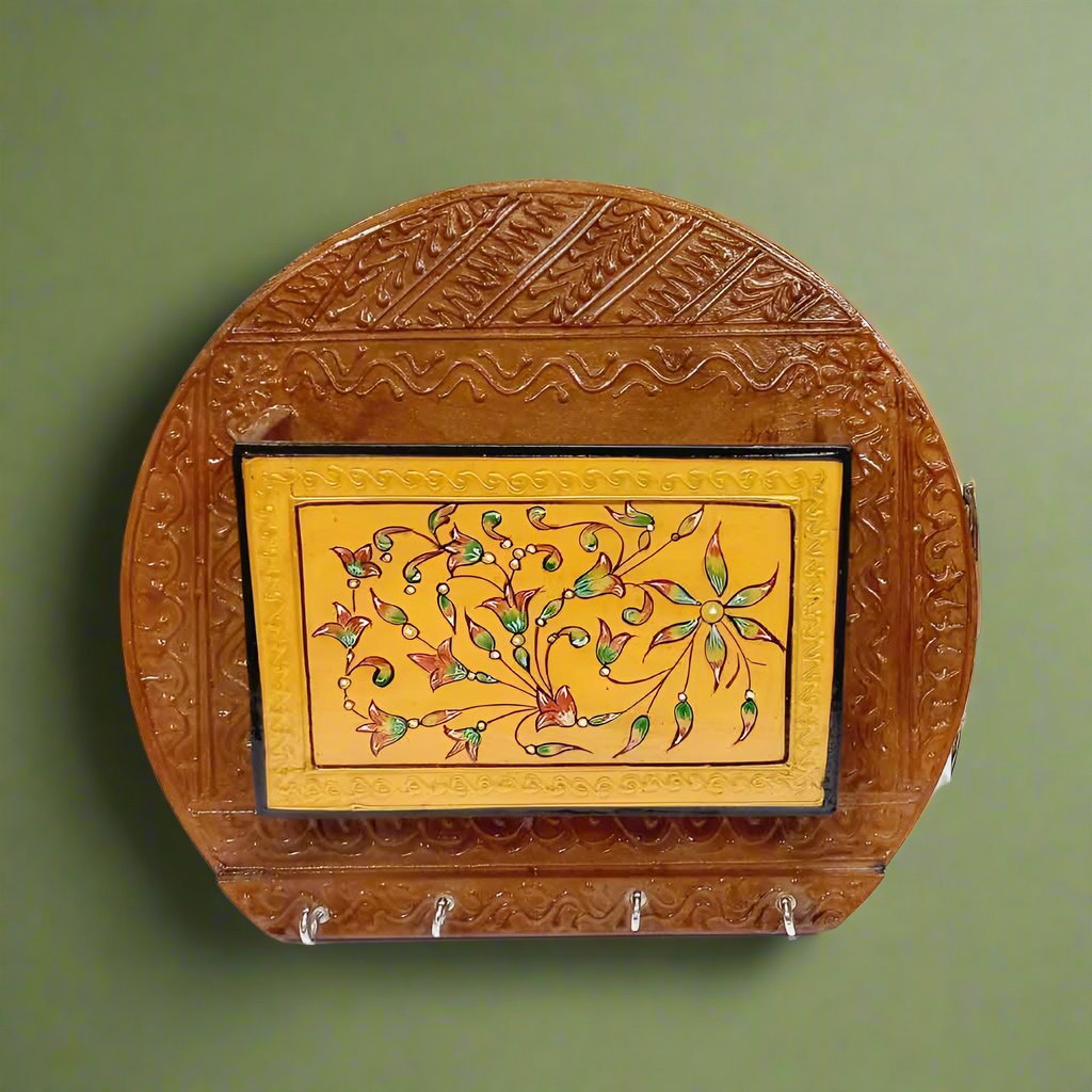Elegant hand-painted wooden key organizer with decorative touch