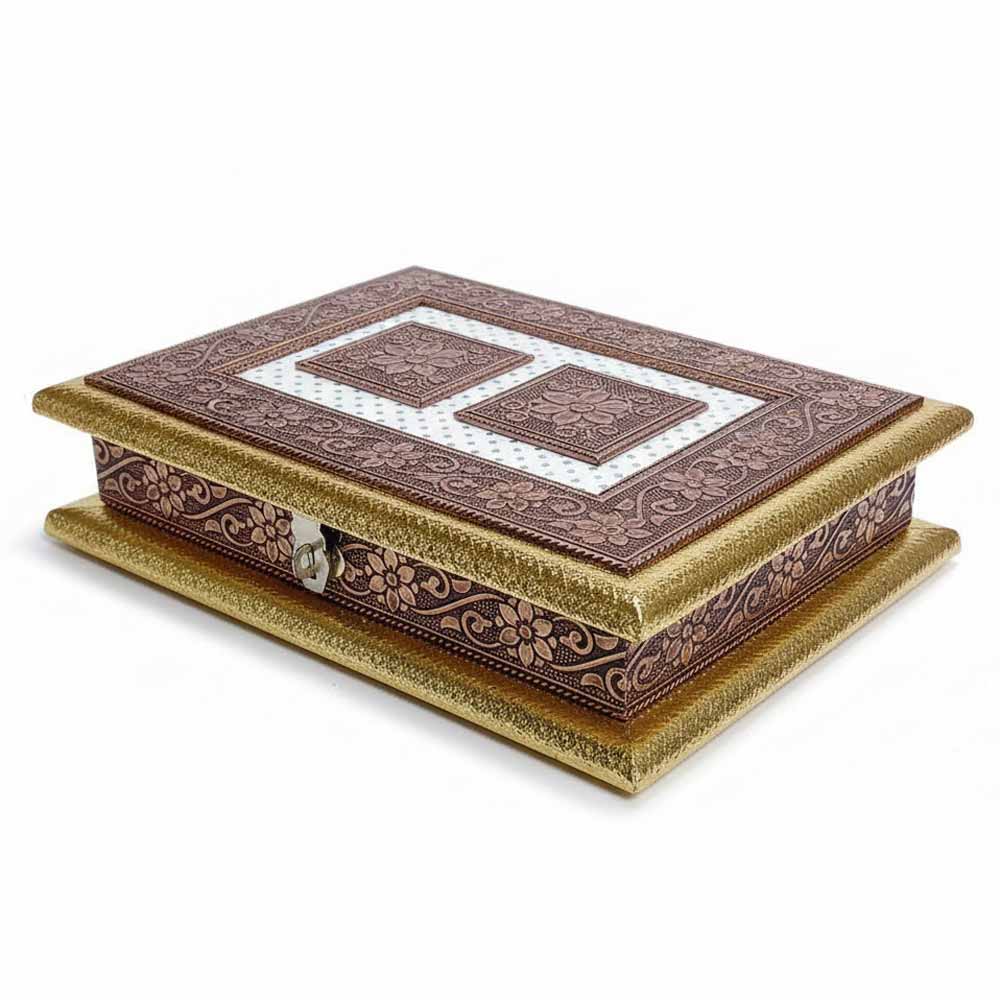 9x7 wooden dry fruit box filled with dry fruits for Diwali gifting Jaipur artisan