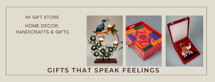 KK Gift Store's collection of Indian handicrafts—perfect for elegant home decor, festive gifting, and spiritual spaces.