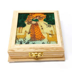Elegant gemstone powder painted pine wood jewelry organizer – ideal housewarming or birthday gift with 13x13cm size.