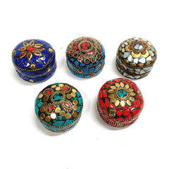 Beautiful kumkum container with traditional stone embellishments