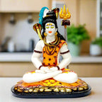 A large marble dust Lord Shiva idol in a meditative pose, perfect for a puja room or spiritual center.