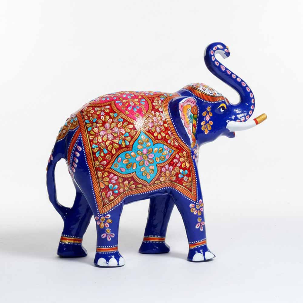 Large trunk-up elephant statue Jaipur handicraft big size for Vastu home decoration.
