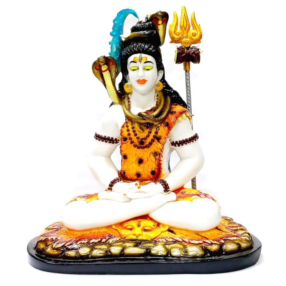 A majestic Lord Mahadev murti with a trishul and damru, an eye-catching centerpiece for home decor.