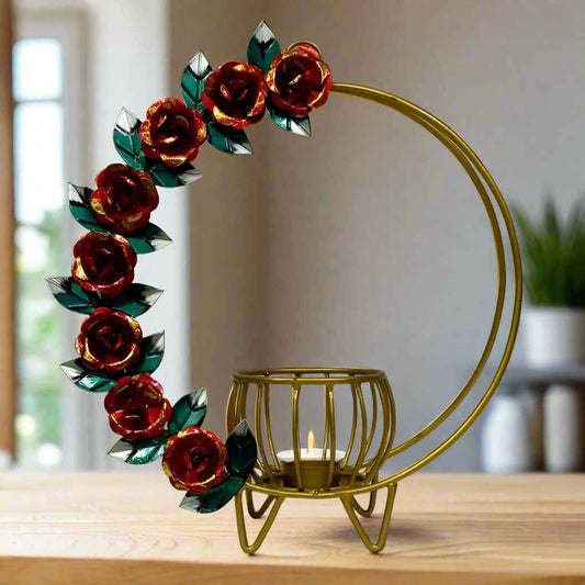 Gold-Finished Candle Holder: Highlights the warm glow of the tea light for a rich visual effect.