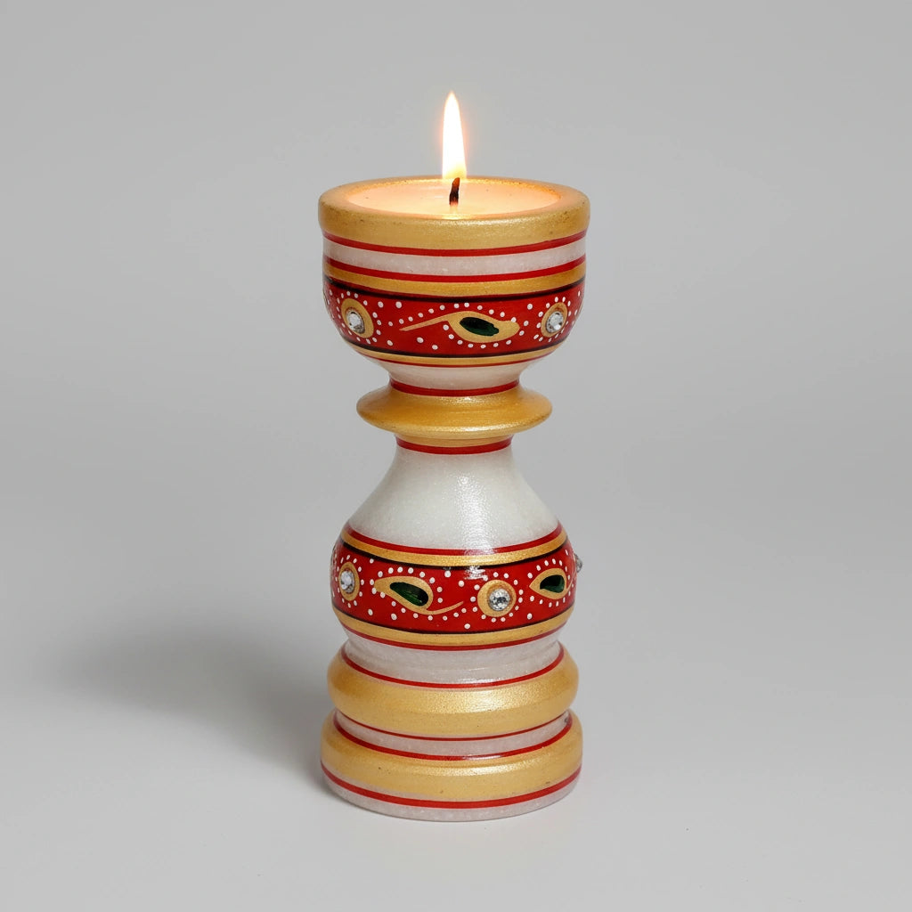 10cm height premium marble candle stand for luxury home decor and candlelight dinners.
