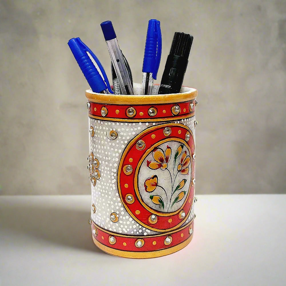 A luxurious pure white marble desk organizer that adds a touch of elegance to any home or office.