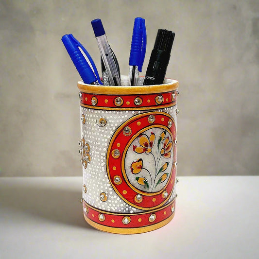 A luxurious pure white marble desk organizer that adds a touch of elegance to any home or office.