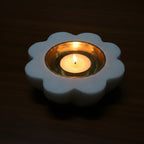 White Marble & Brass Diya Candle Holder for Festive Home Decor and Gifting