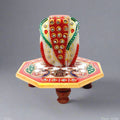 Marble Chowki Ganesh idol with hand painting, perfect for worship and gifting.