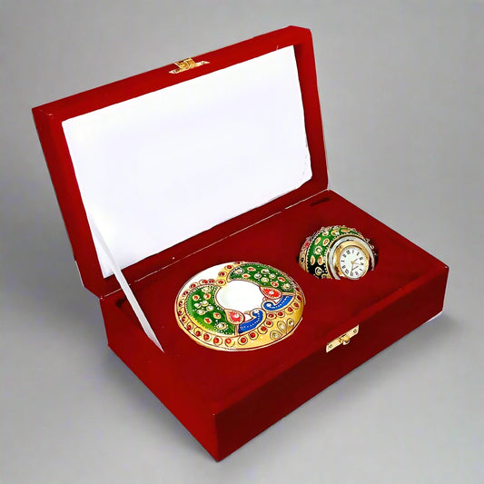 Best quality marble clock with velvet box packing for gifts.