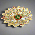 Round decorative marble urli centerpiece with hand-painted designs