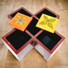 A wooden snack box crafted by a master artist, a stunning decorative piece.